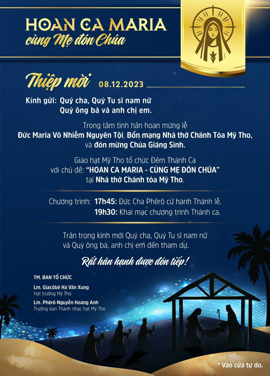 Thiệp mời tham dự Đêm Thánh Ca