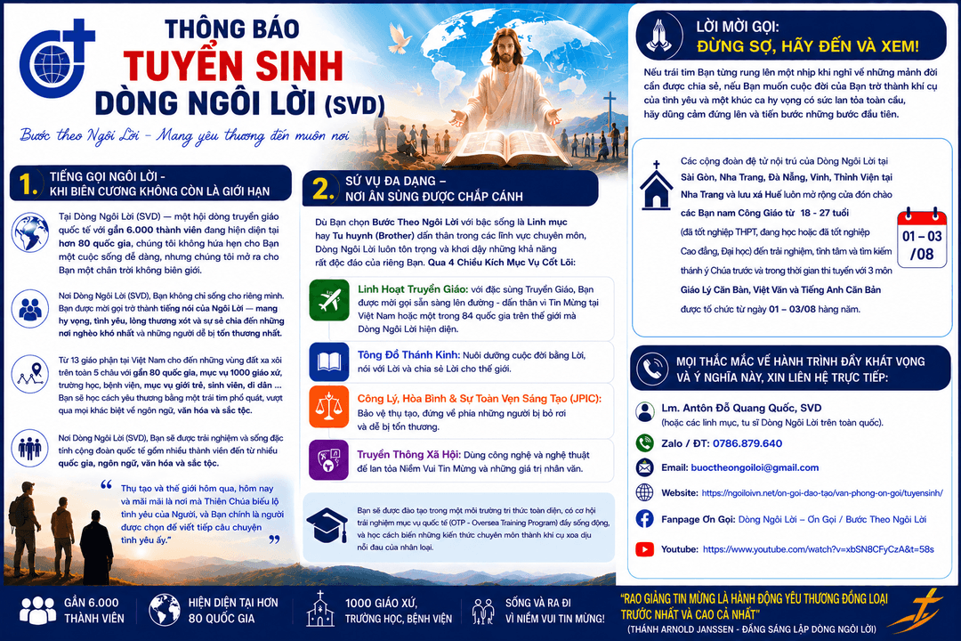 THÔNG BÁO TUYỂN SINH ƠN GỌI DÒNG NGÔI LỜI